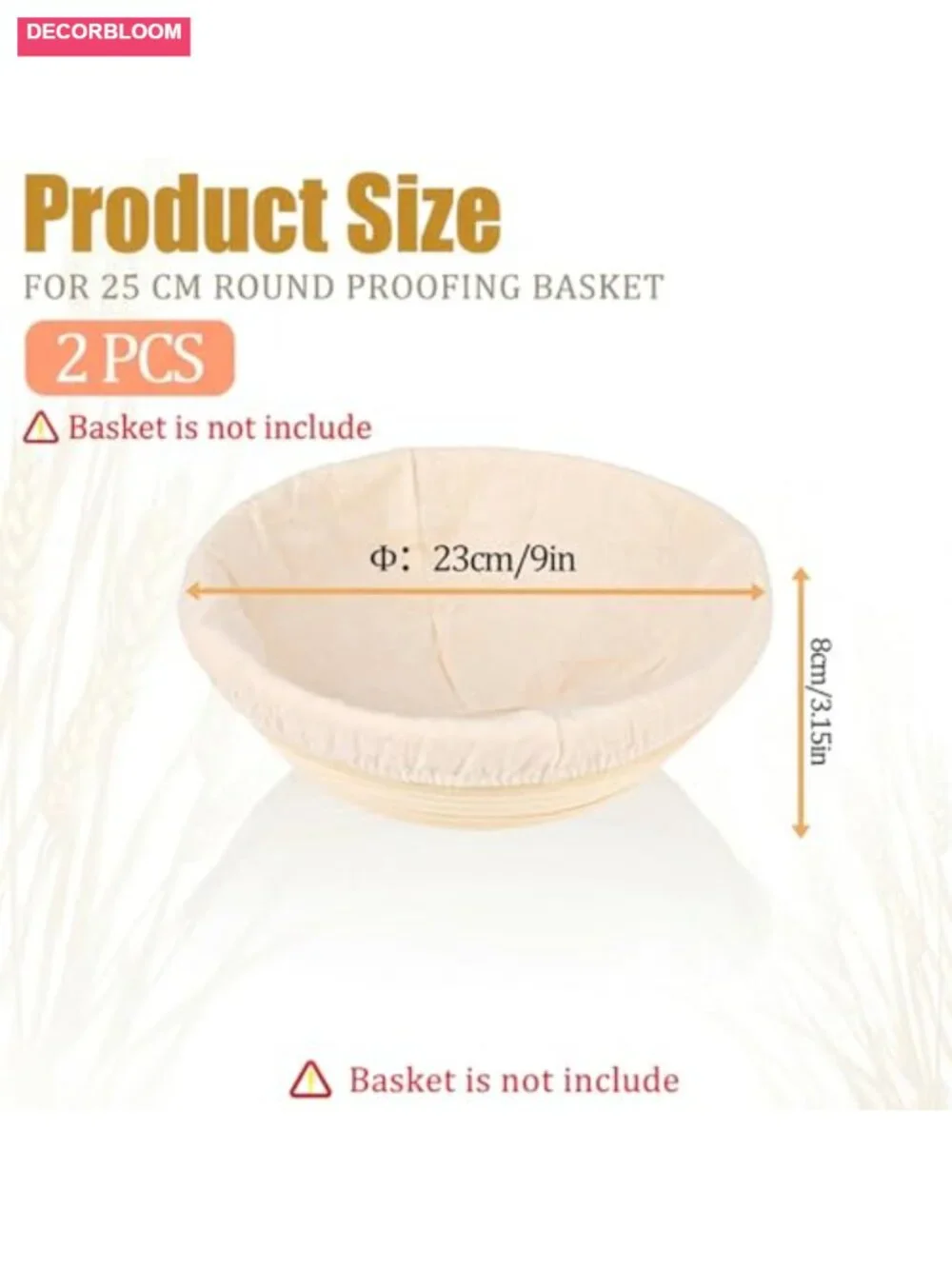 2 Pack Round Bread Proofing Basket Liner Cotton Linen Reusable Sourdough Cover
